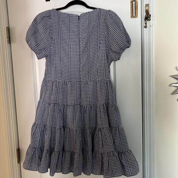 LIKELY NAVY BLUE WHITE GINGHAM DRESS-10 - Picture 8 of 9